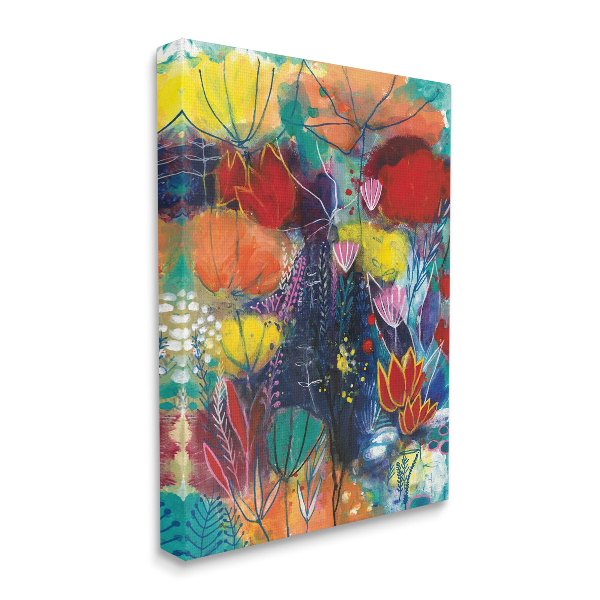 Stupell Industries Abstract Flower Field Orange Blue Yellow,16 x 20,Designed by Corina Capri