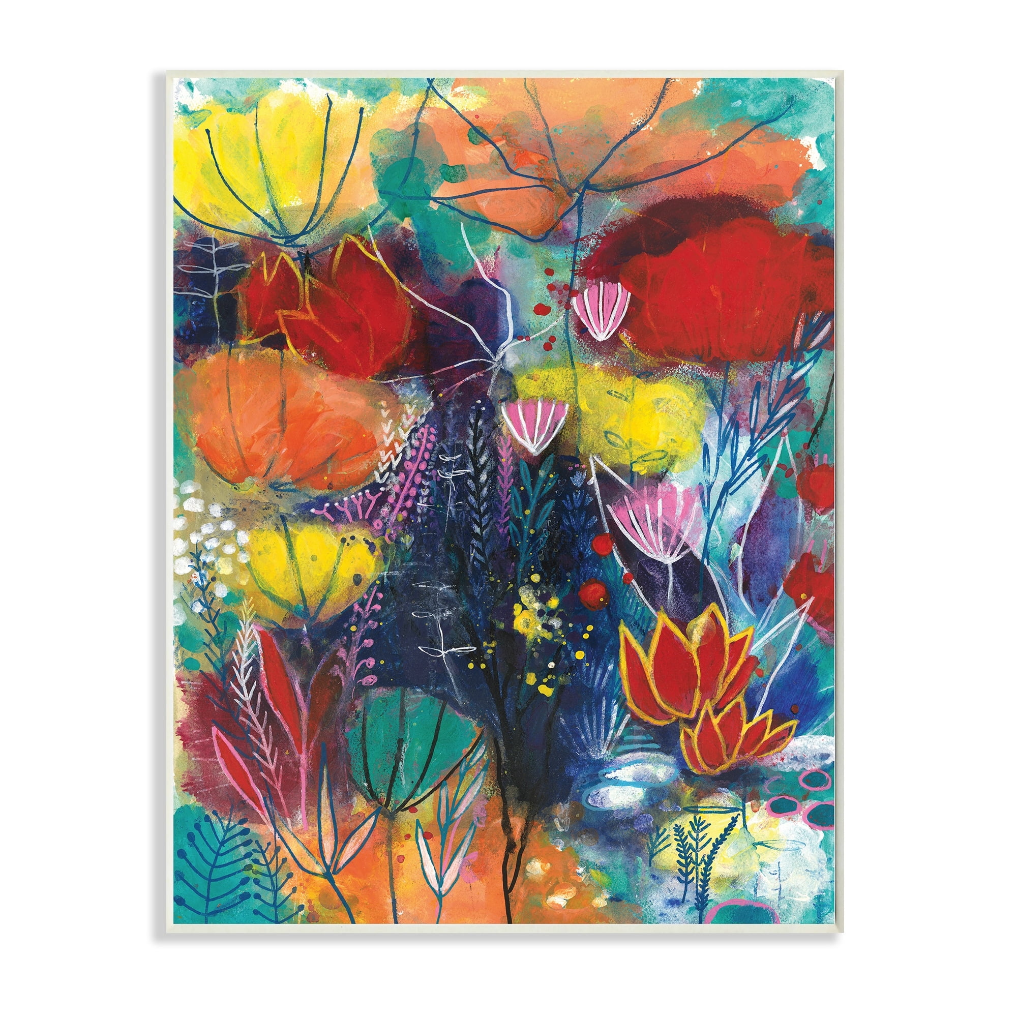 Stupell Industries Abstract Flower Field Orange Blue Yellow,10 x 15,Designed by Corina Capri