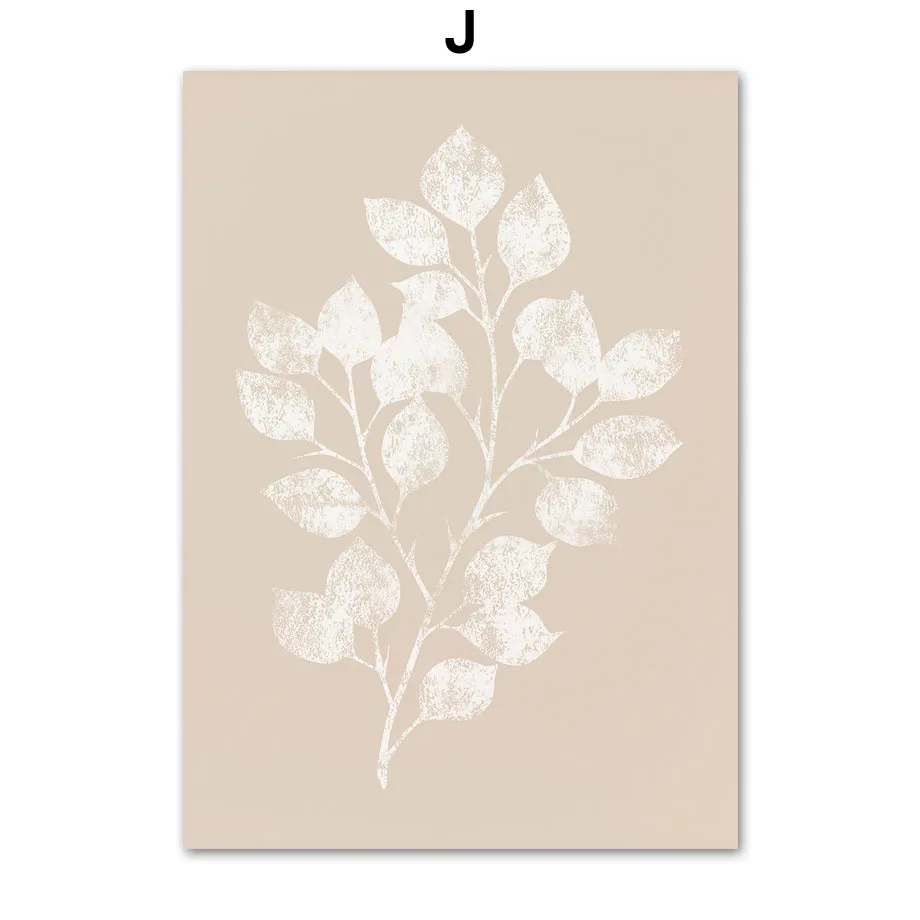 Abstract Flower Leaves Line Minimalist Boho Wall Art Canvas Painting