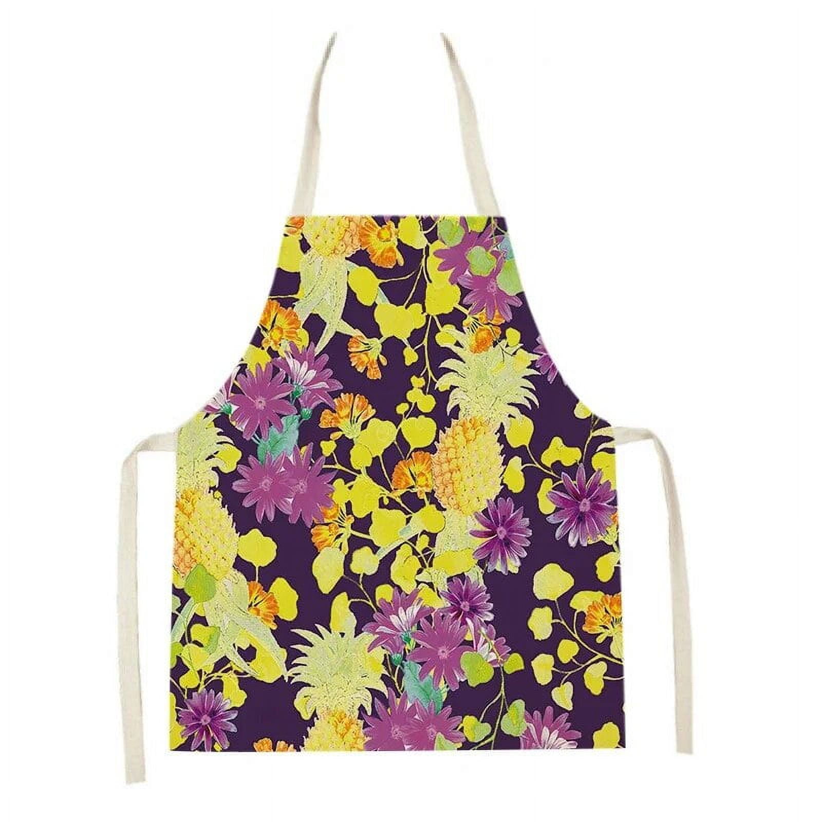 Abstract Flower Linen Fabric Apron Chinese Home Apron Simple Adult and ...