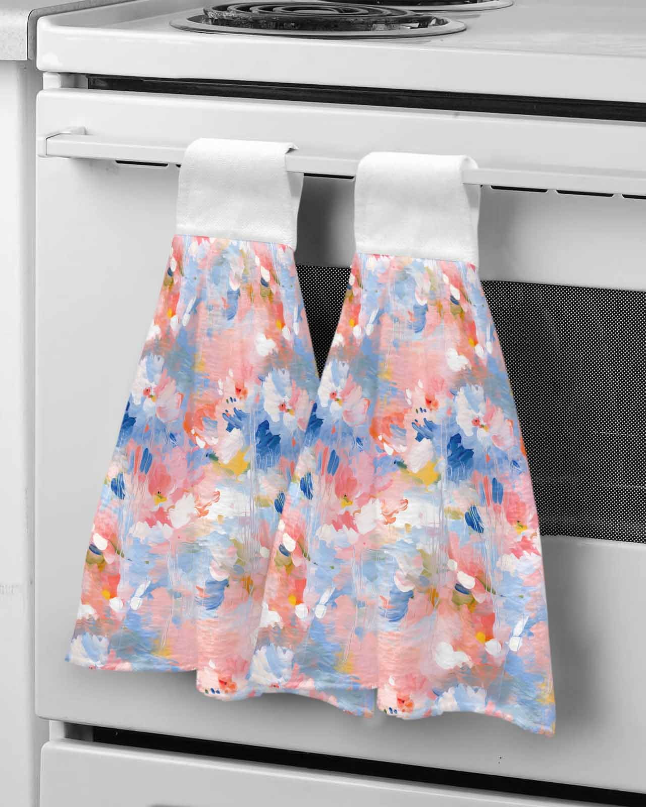 Abstract Flower Oil Painting Hand Towel Hanging Cloth Quick Dry
