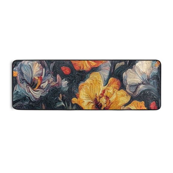Abstract Flower Oil Painting Runner Rug for Hallways Kitchen Non Slip 2'x 6' Washable Hall Carpet for Bedroom Entryway Laundry Room