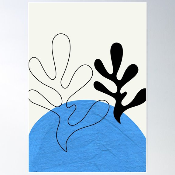 Abstract Flower Paintings - Hues Of Blue Poster Wall Art, Modern Wall Decor For Living Room Bedroom, 12x18 UNFRAMED