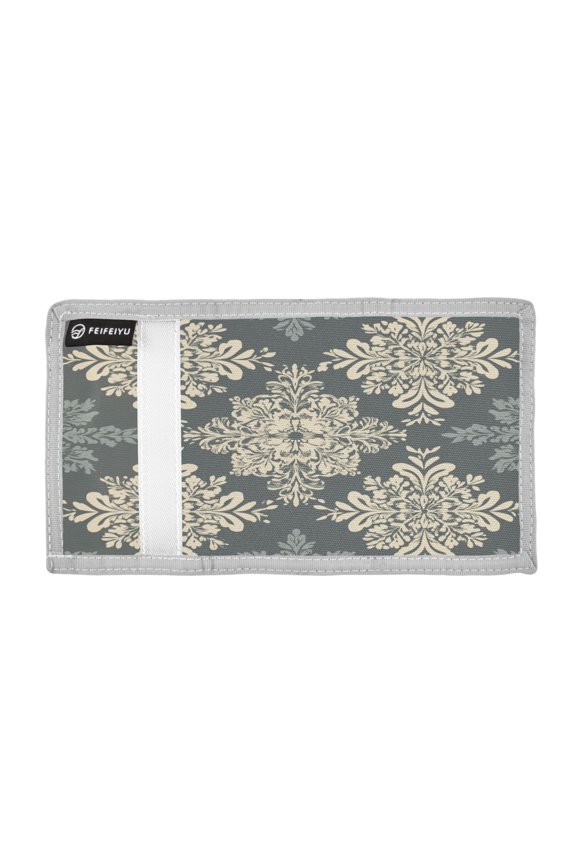 Abstract Flower Pattern Symmetrical Trifold Wallets Card Holders Coin Pockets with Lanyards Portable Unisex