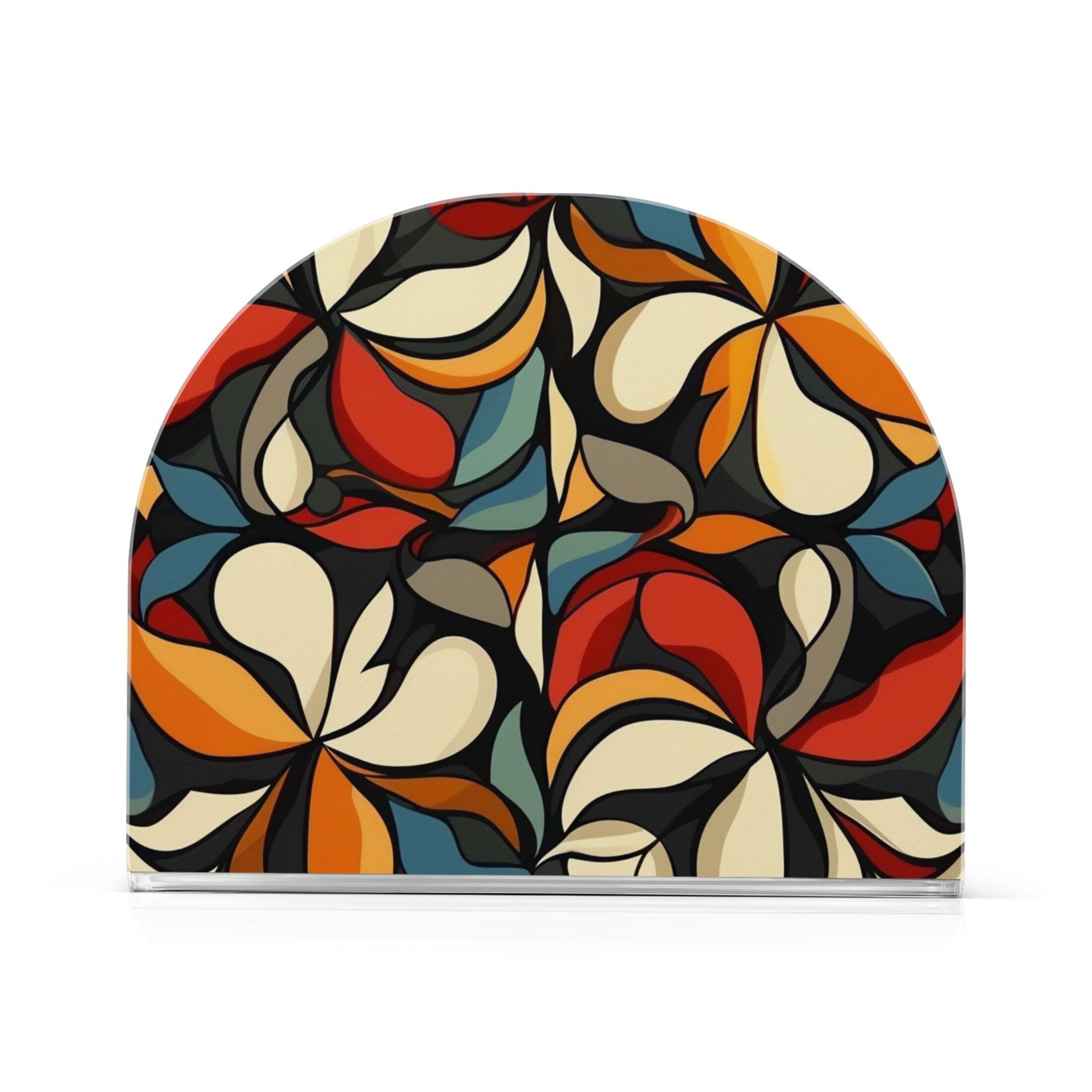 Abstract Flower Patterns Acrylic Napkin Holders UShape Design Upright
