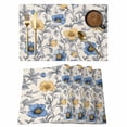 thumbnail image 1 of Abstract Flower Placemats Set of 12, Vintage Blue Yellow Floral Non-Slip Place Mats Washable Table Mats for Kitchen Dining Table Decorations Indoor/Outdoor, 1 of 9
