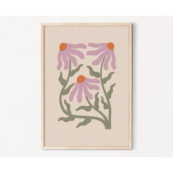 Abstract Flower Print Echinacea Flower Wall Artflower Poster Abstract Floral Gallery Wall Art Botanical Print Home Decor #66, Unframed Poster Size 8x12