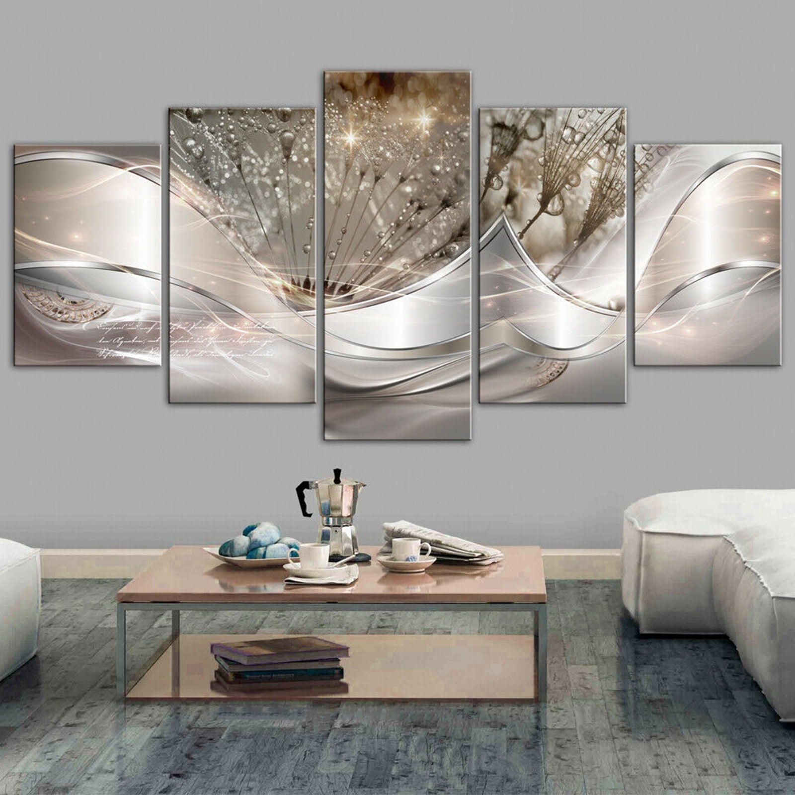 Home Art Decor,Set of 5 Abstract Flower Wall-Art Canvas Background ...