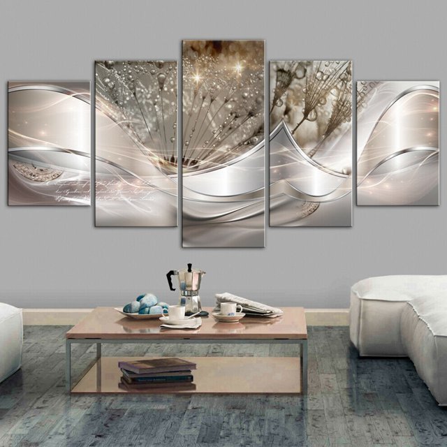 Abstract Flower WallArt Roll Canvas Prints, Set of 5, Frameless