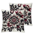 thumbnail image 1 of Abstract Flower&nbsp;Outdoor Decorative Throw Pillow Cover Burgundy Grey Two-Tone Blossom Floral Design Cushion Covers Set of 2 Geometry Modern Square Farmhouse Pillowcase for Home Couch18*18inch, 1 of 6