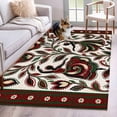 thumbnail image 1 of Abstract Flowers Area Rug 4'x6', Modern Geometric Chic Red Green Striped Washable Non-Slip Rugs, Low Pile Large Carpet for Living Room Bedroom Dining Room Kitchen Office Indoor Mat, 1 of 9