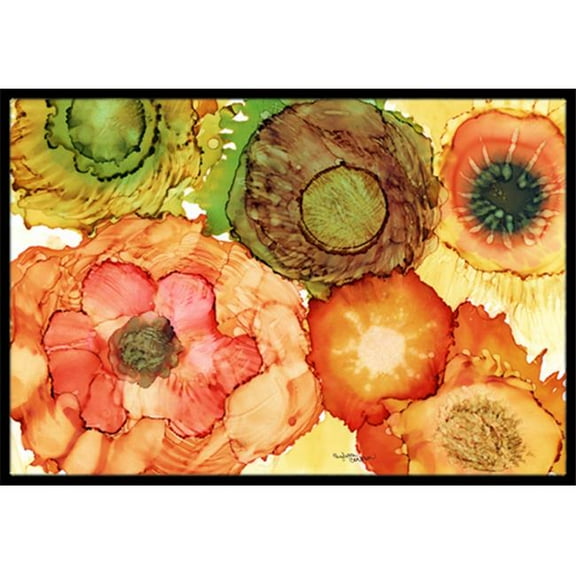 Abstract Flowers Blossoms Indoor or Outdoor Mat 18 x 27 in.