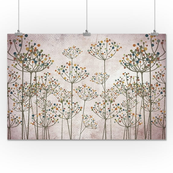 Abstract Flowers - Colorful Floral Pattern - Lantern Press Artwork (24x36 Giclee Gallery Print, Wall Decor Travel Poster)