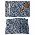 Abstract Flowers Cotton Linen Placemats Set of 2, Blue Dandelion ...