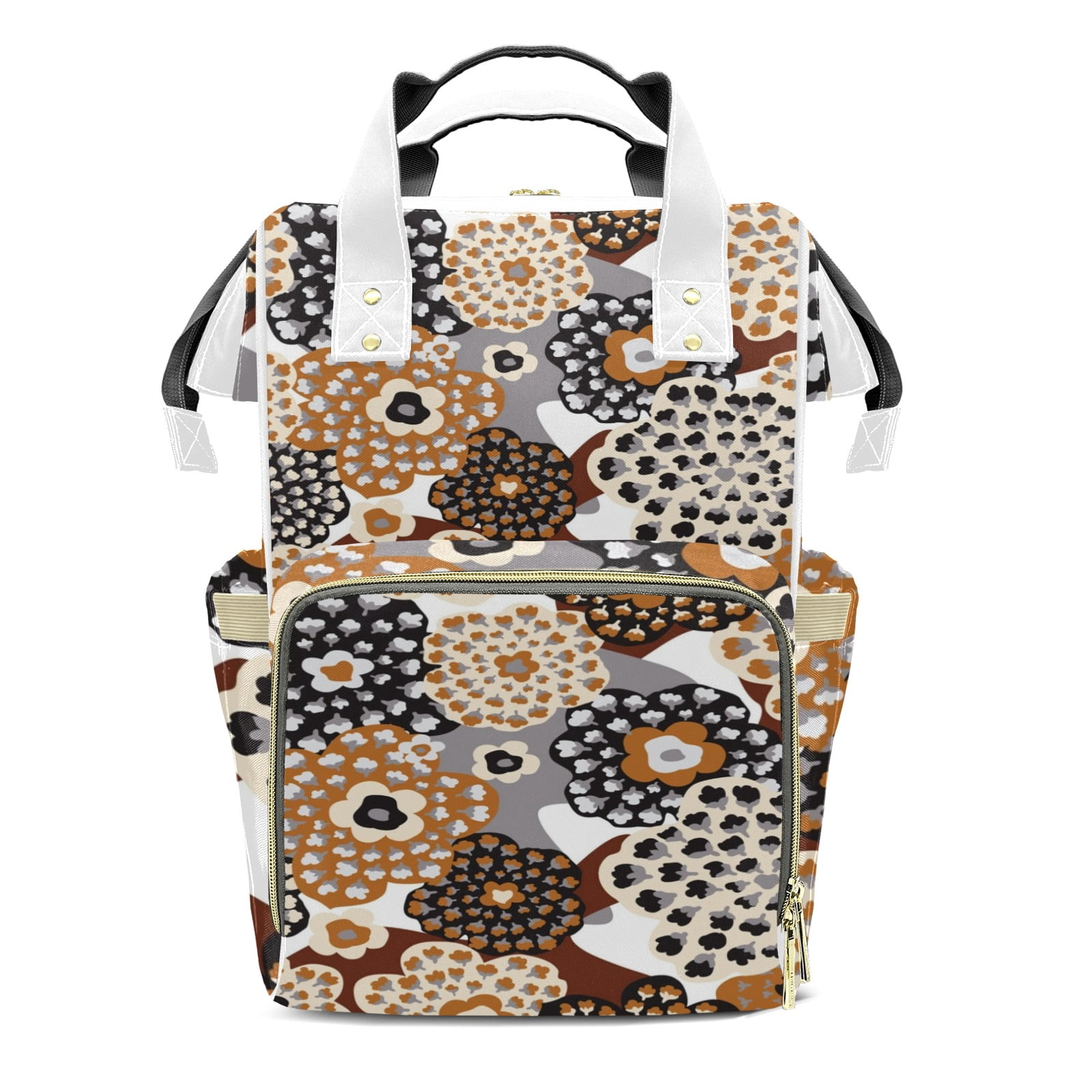 Abstract Flowers Diaper Backpack – Large Capacity, Insulated Baby Bottle Pocket, Multifunctional Mommy Bag for Boys & Girls
