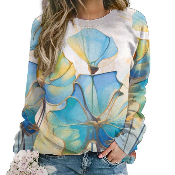 Abstract Flowers Mom Sweatshirt For Women Long Sleeve Pullover