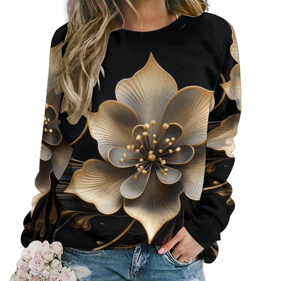 Abstract Flowers Mom Sweatshirt For Women Long Sleeve Pullover