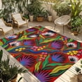 thumbnail image 1 of Abstract Flowers Outdoor Rug for Patio/Deck/Porch, Non-Slip Large Area Rug 5 x 8 Ft, Spring Botanical Floral Leaf Plant Red Indoor Outdoor Rugs Washable Area Rugs, Camping Rug Carpet Runner, 1 of 8