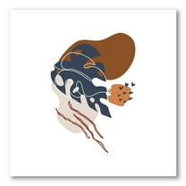 Abstract Flowers Plants With Elementary Shapes III 16 in x 16 in Painting Canvas Art Print, by Designart