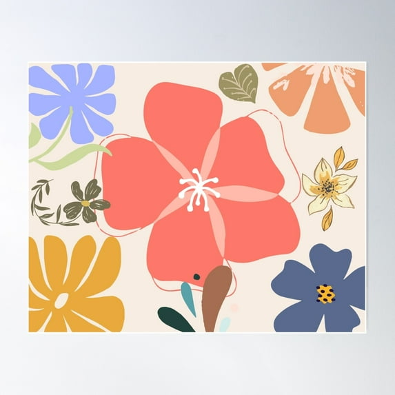 Abstract Flowers Poster Wall Art, Modern Wall Decor For Living Room Bedroom, 8x12 UNFRAMED