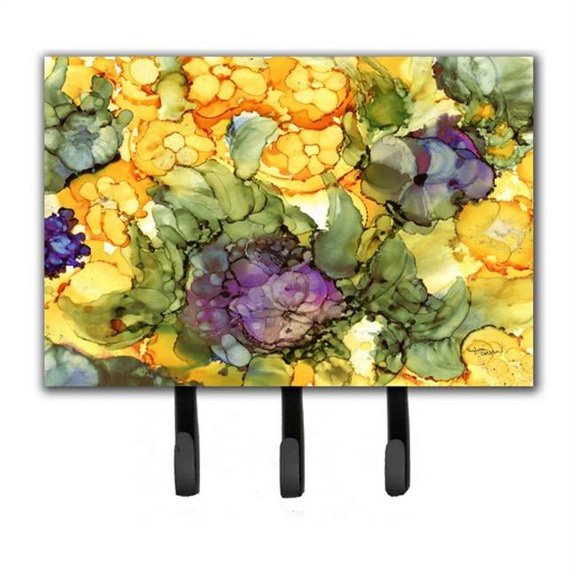 Abstract Flowers Purple & Yellow Leash or Key Holder