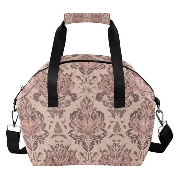 Abstract Flowers Retro Tone Insulated Lunch Bag Reusable Quilted Lunch Box Waterproof Leakproof Lunch Container