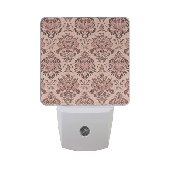 Abstract Flowers Retro Tone LED Night Light Sensor Lamp Plug-in Adjustable Brightness 2 Pack