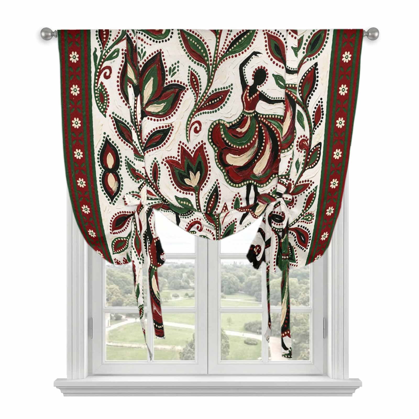 Abstract Flowers Tie Up Curtains for Windows, Balloon Window Shades ...