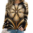 thumbnail image 1 of Abstract Flowers Women's Floral Printed Sweatshirt Long Sleeve Crewneck Casual Loose Vintage Graphic Pullover Tops, 1 of 7