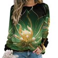 thumbnail image 1 of Abstract Flowers Women's Floral Printed Sweatshirt Long Sleeve Crewneck Casual Loose Vintage Graphic Pullover Tops, 1 of 7