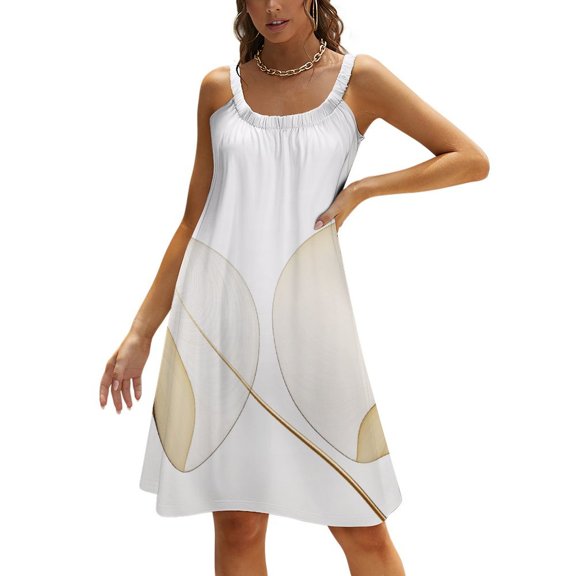 Abstract Flowers Women's Summer Dresses 2025 Beach Casual Sleeveless Floral Print Tank Loose Sundress