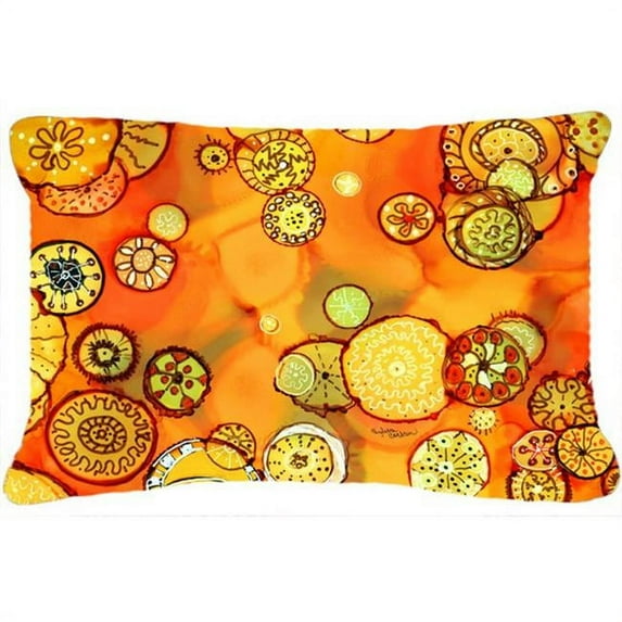 Abstract Flowers in Oranges & Yellows Fabric Decorative Pillow