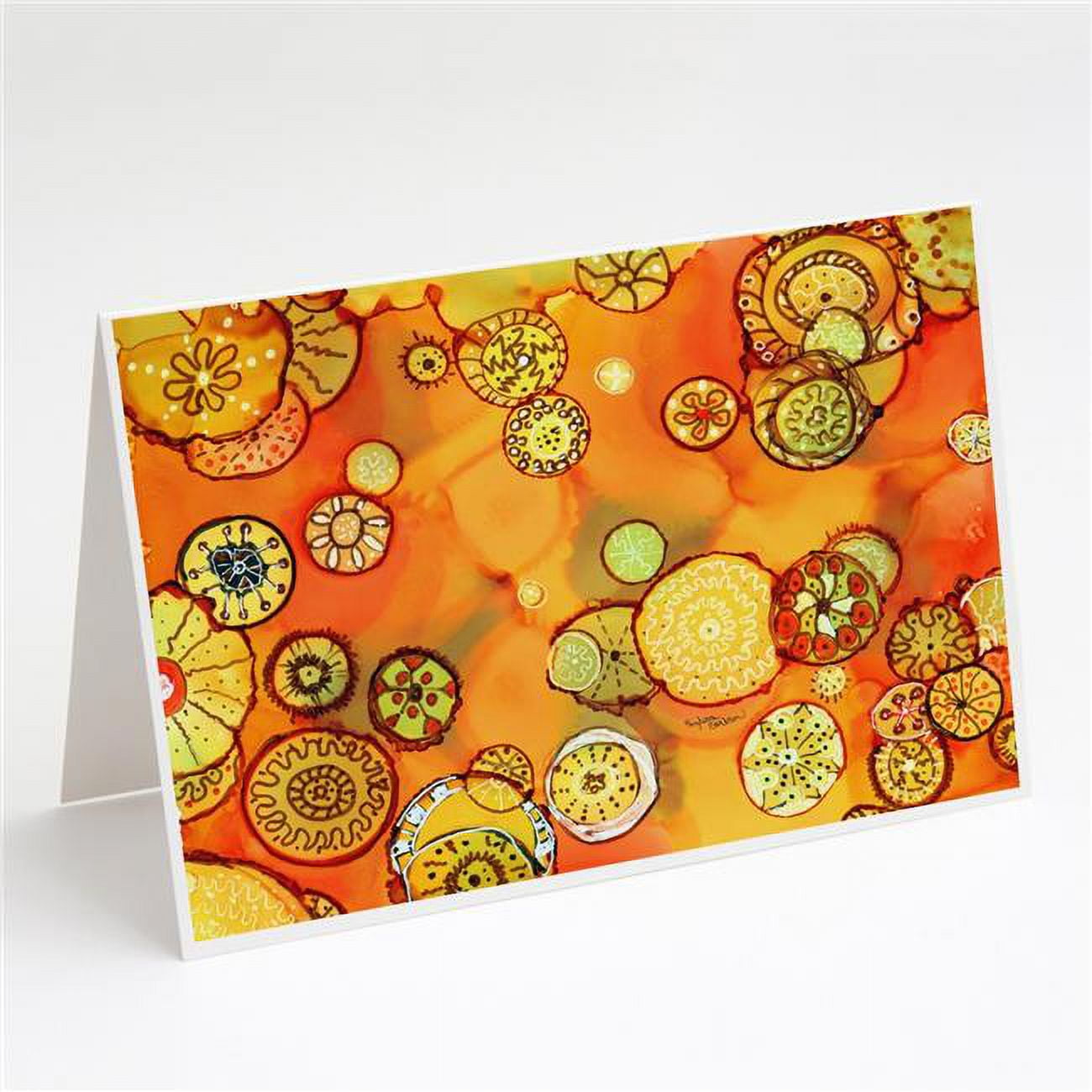 Abstract Flowers in Oranges & Yellows Greeting Cards & Envelopes - Pack of 8