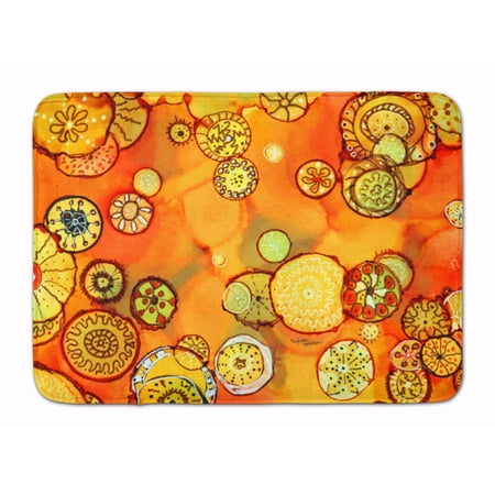 Abstract Flowers in Oranges and Yellows Machine Washable Memory Foam Mat