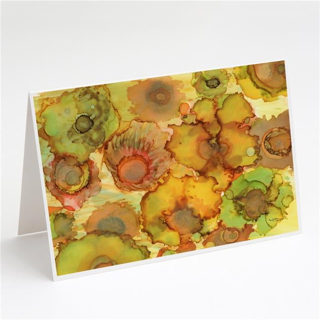 Abstract Flowers in Yellows & Oranges Greeting Cards & Envelopes - Pack of 8