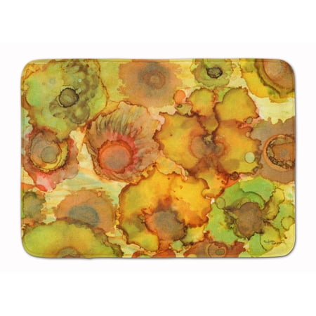 Abstract Flowers in Yellows and Oranges Machine Washable Memory Foam Mat