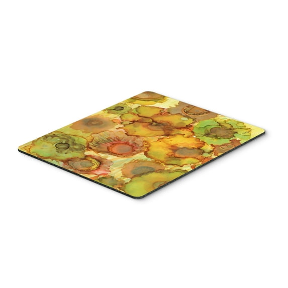 Abstract Flowers in Yellows and Oranges Mouse Pad Hot Pad or Trivet