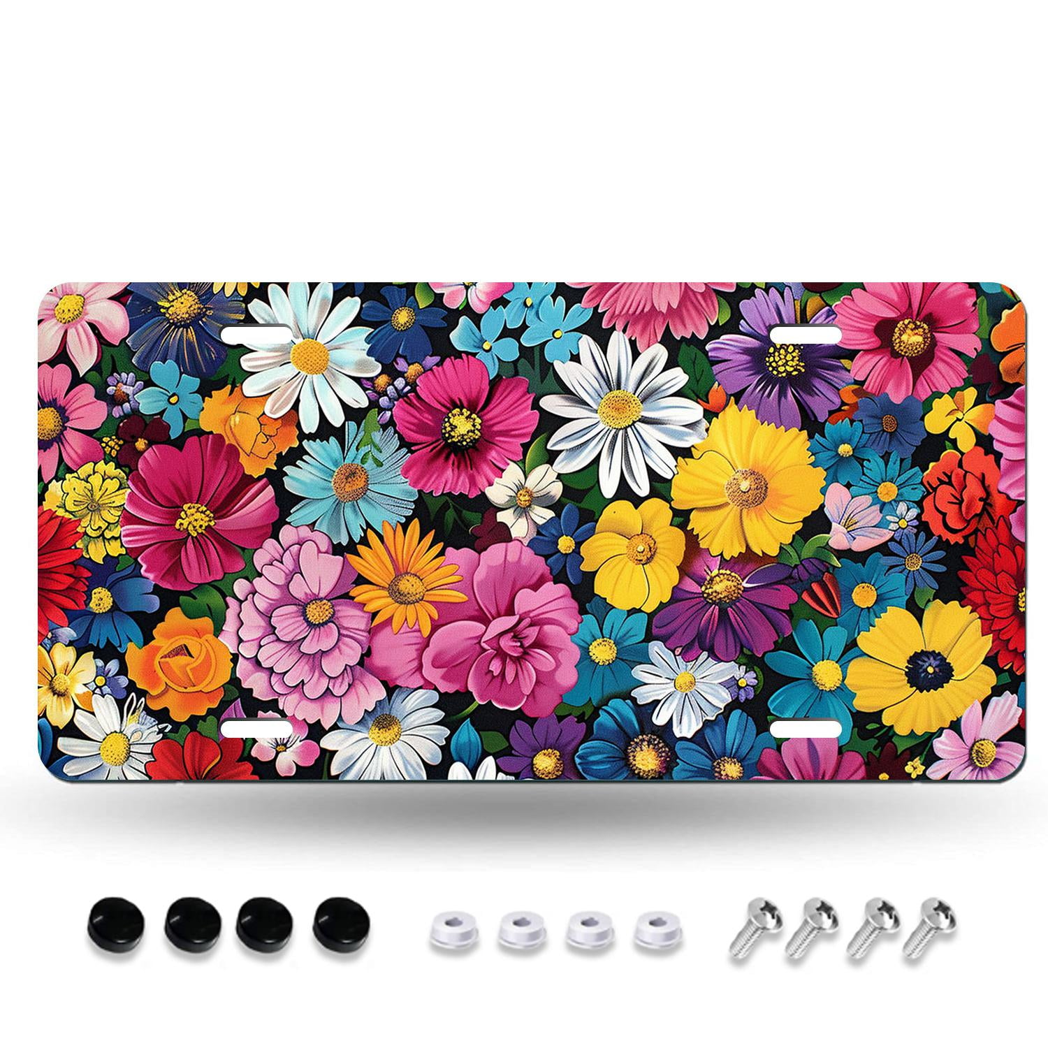 Abstract Flowers pretty Plate Cover, Decorative Aluminum Novelty