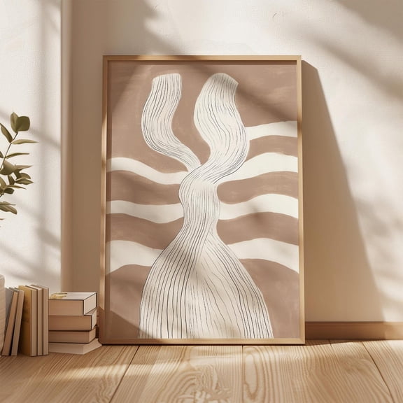 Abstract Flowing Lines Art, Neutral Beige Modern Wall Decor, Minimalist Wave Stripes Print For Contemporary Spaces, Wall Art, Modern Wall Decor, 8x12 UNFRAMED
