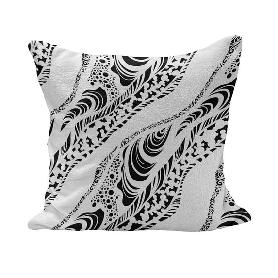 Abstract Fluffy Throw Pillow Cushion Cover, Animal Skin Patterns Monochrome Zebra Panther Lion and Other Creatures, Decorative Square Accent Pillow Case, 24" x 24", Black White, by Ambesonne
