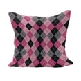 thumbnail image 1 of Abstract Fluffy Throw Pillow Cushion Cover, Argyle Motif with Diamonds and Lozenges Infinite Symmetric Stripes Image, Decorative Square Pillow Case, 28" x 28", Pale Pink Black Grey, by Ambesonne, 1 of 5