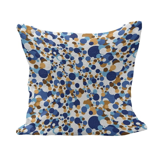 Abstract Fluffy Throw Pillow Cushion Cover, Abstract Circle Round in Color Bubble Retro Celebration Design, Decorative Square Accent Pillow Case, 36" x 36", Sky Blue Cinnamon, by Ambesonne
