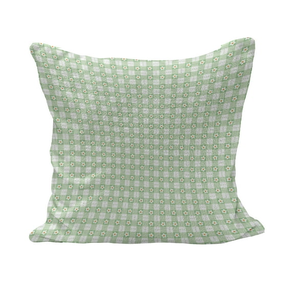Abstract Fluffy Throw Pillow Cushion Cover, Daisy Chamomile Petals Textured Striped Background Picnic Kitchen Spring Image, Decorative Square Accent Pillow Case, 36" x 36", Mint Green, by Ambesonne