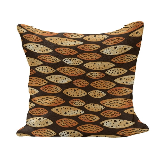Abstract Fluffy Throw Pillow Cushion Cover, Geometrical Pattern with Orange Watercolor Shapes Spots Waves Hand Drawn Art, Rectangle Accent Pillow Case, 26" x 16", Orange Brown, by Ambesonne