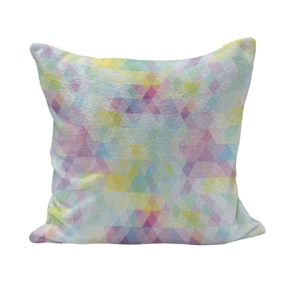 Abstract Fluffy Throw Pillow Cushion Cover, Geometrical Vibrant Rainbow Themed Pastel Colored Rhombus Pattern Hipster Style, Decorative Square Accent Pillow Case, 20" x 20", Multicolor, by Ambesonne