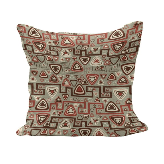 Abstract Fluffy Throw Pillow Cushion Cover, Graphic Abstract Geometric Maze Like Design with Rounded Triangles Vintage Art, Decorative Square Accent Pillow Case, 16" x 16", Multicolor, by Ambesonne