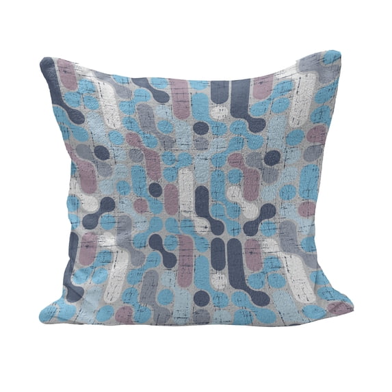 Abstract Fluffy Throw Pillow Cushion Cover, Grunge Retro Pattern with Circles Large Dots Rounds Art, Decorative Square Accent Pillow Case, 26" x 26", Pale and Sky Blue Mauve, by Ambesonne
