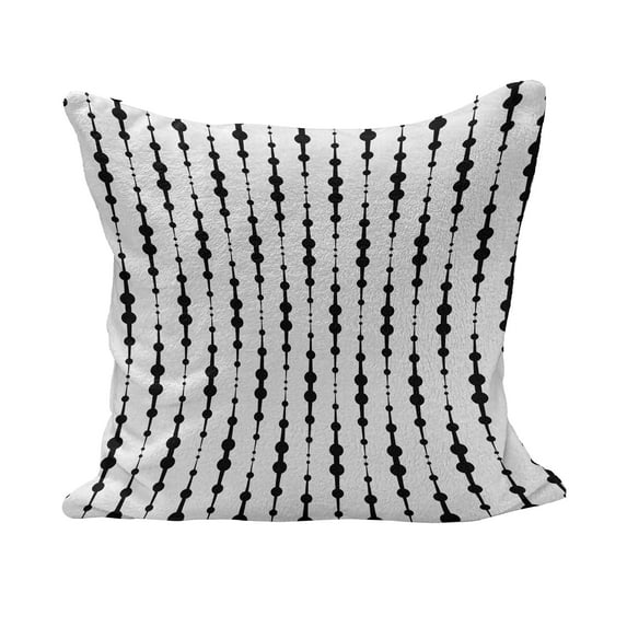 Abstract Fluffy Throw Pillow Cushion Cover, Monochrome Lines and Dots Abstract Image with Geometrical Elements Oval Shapes, Decorative Square Accent Pillow Case, 26" x 26", Black White, by Ambesonne