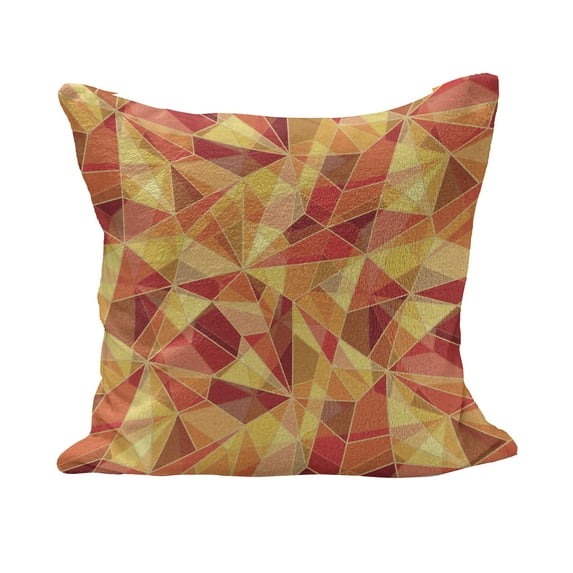 Abstract Fluffy Throw Pillow Cushion Cover, Mosaic Pattern with Fractal Triangle Geometric Fragments Digital Print, Decorative Square Accent Pillow Case, 40" x 40", Orange Marigold Red, by Ambesonne