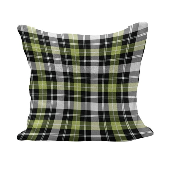 Abstract Fluffy Throw Pillow Cushion Cover, Square Shaped Horizontal and Vertical Lines Geometric Style Art Print, Decorative Square Accent Pillow Case, 26" x 26", Black Grey Lime Green, by Ambesonne